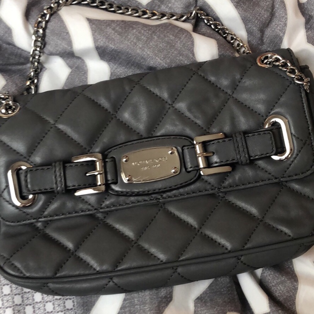 Michael Kors silver clutch with chain
